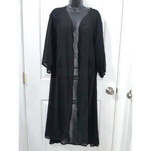 Turquoise Haven Black Long Duster Shawl